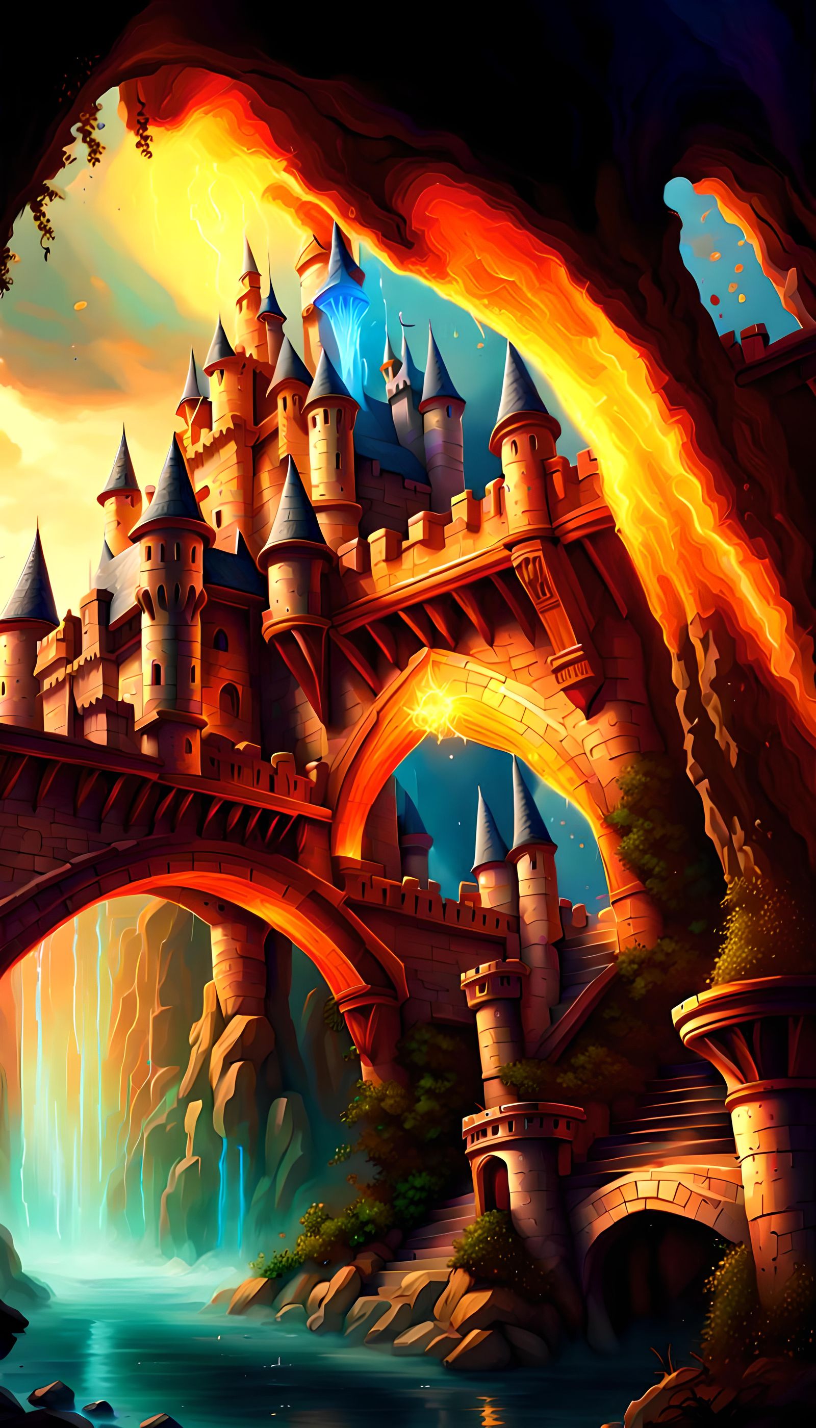 Ultradetailed Fantasy castle, extreme angle