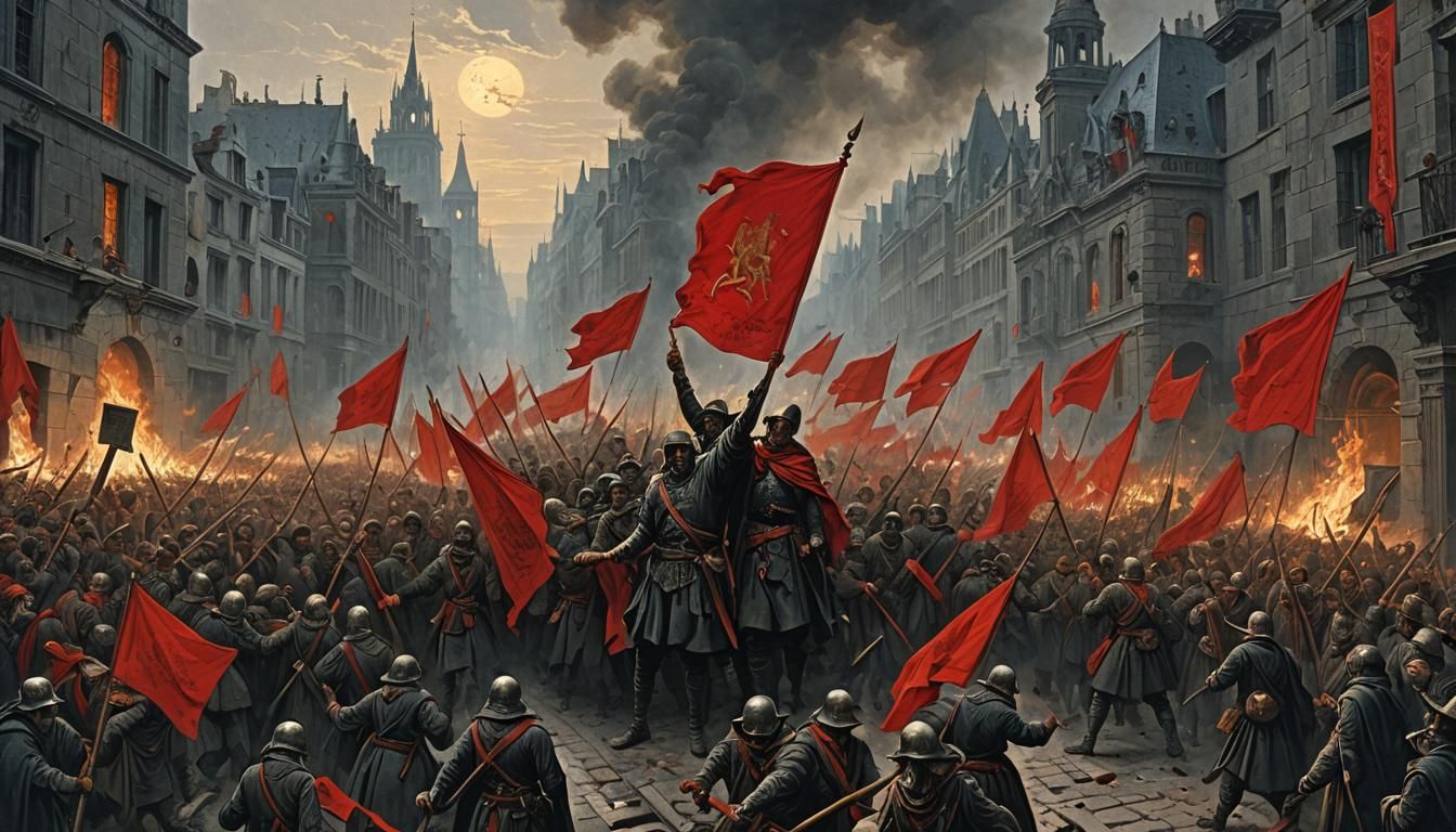 Burning Books: A Haunting March in Doré Style