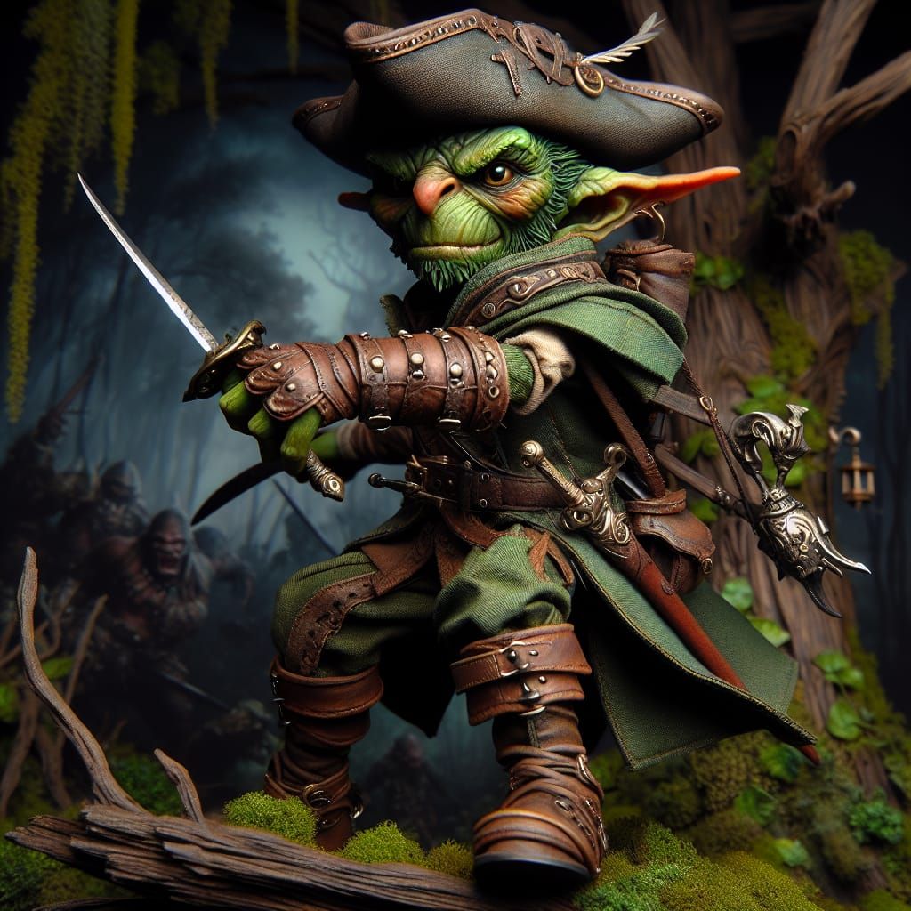 Detailed Goblin Thief in Forest, Cinematic Lighting