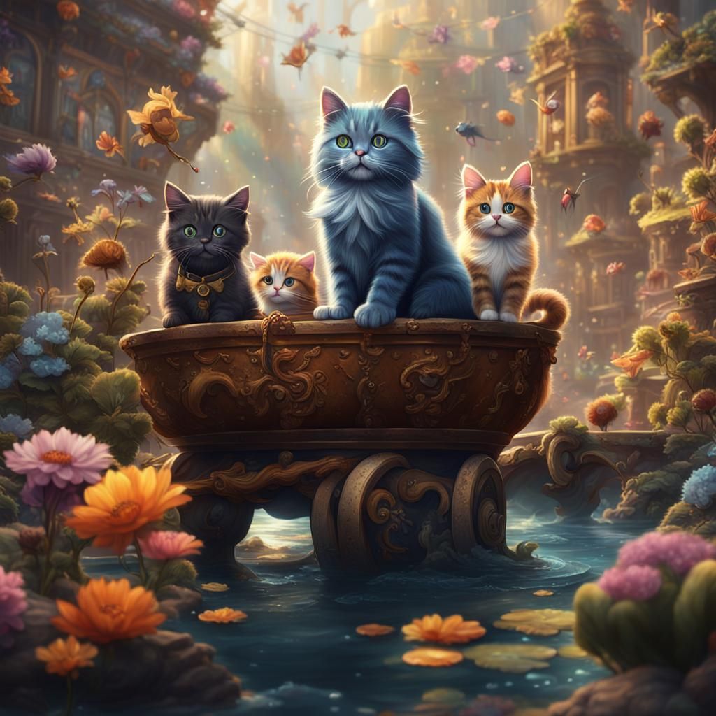 Cat's Life with Best Friends: Detailed Matte Painting
