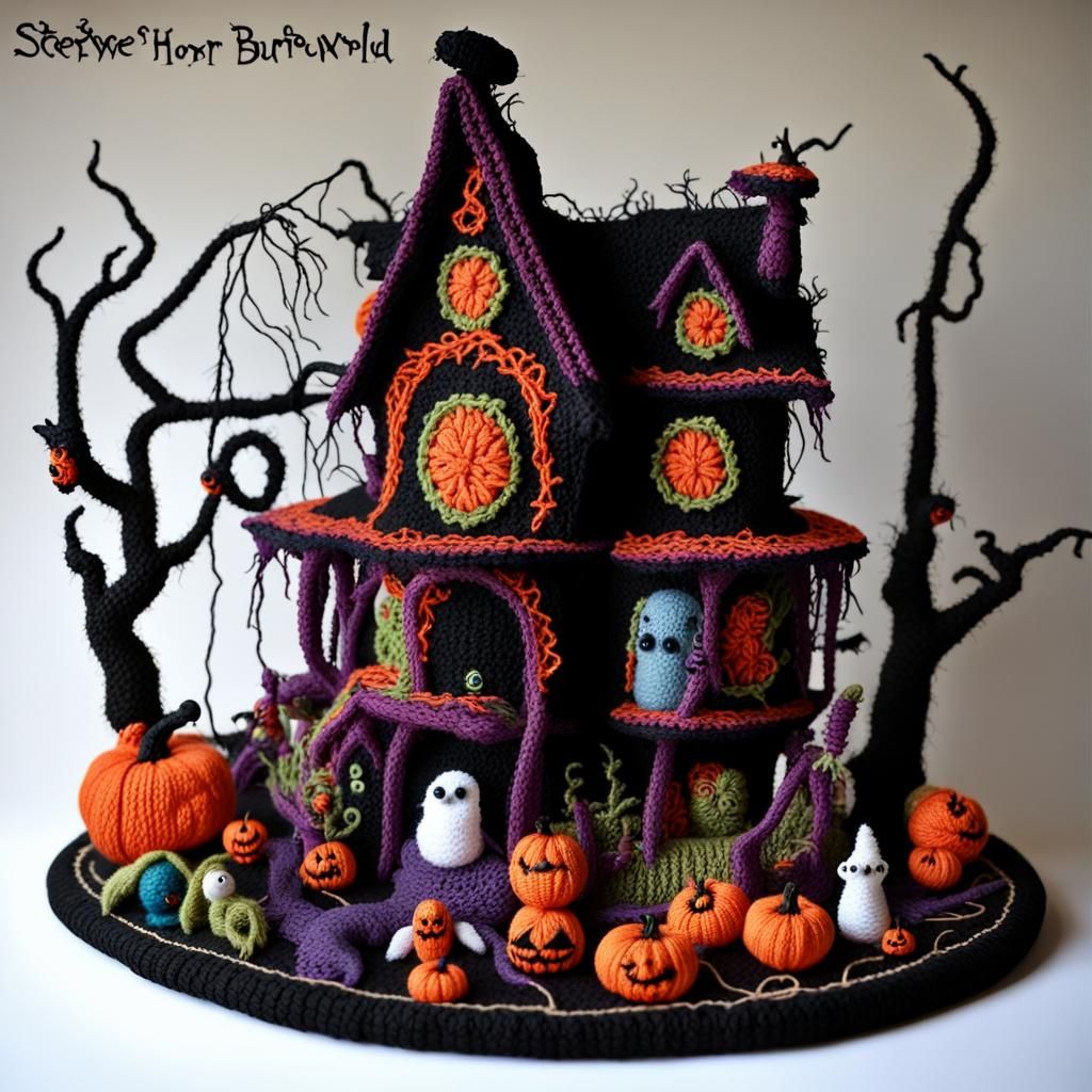 stumpwork crochet embroidery, Tim Burtons Halloween HorrorWorld
