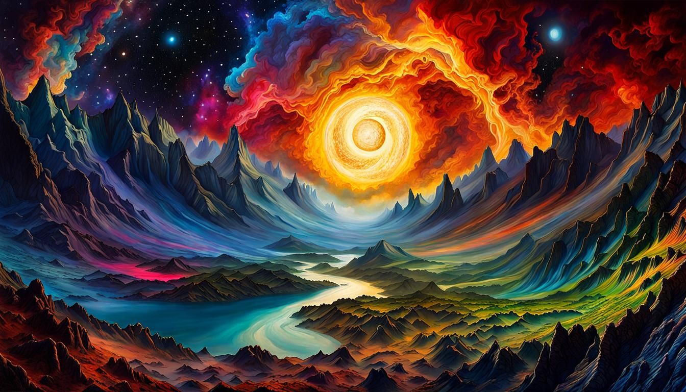 Cosmic Earth-Art Masterpiece in Alcohol Ink Style