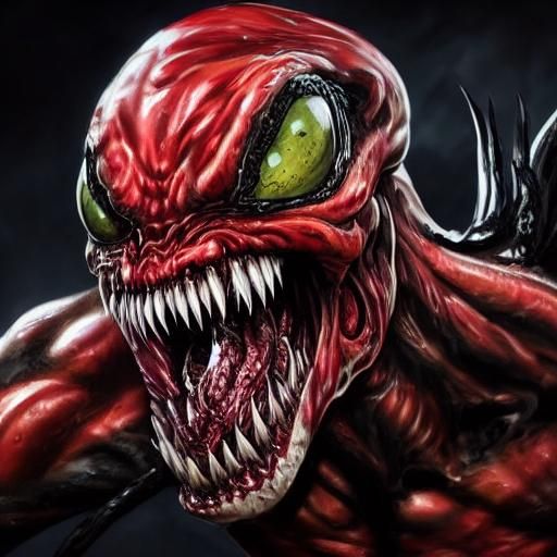 Hyperrealistic Venom Symbiote with Sinister Intent