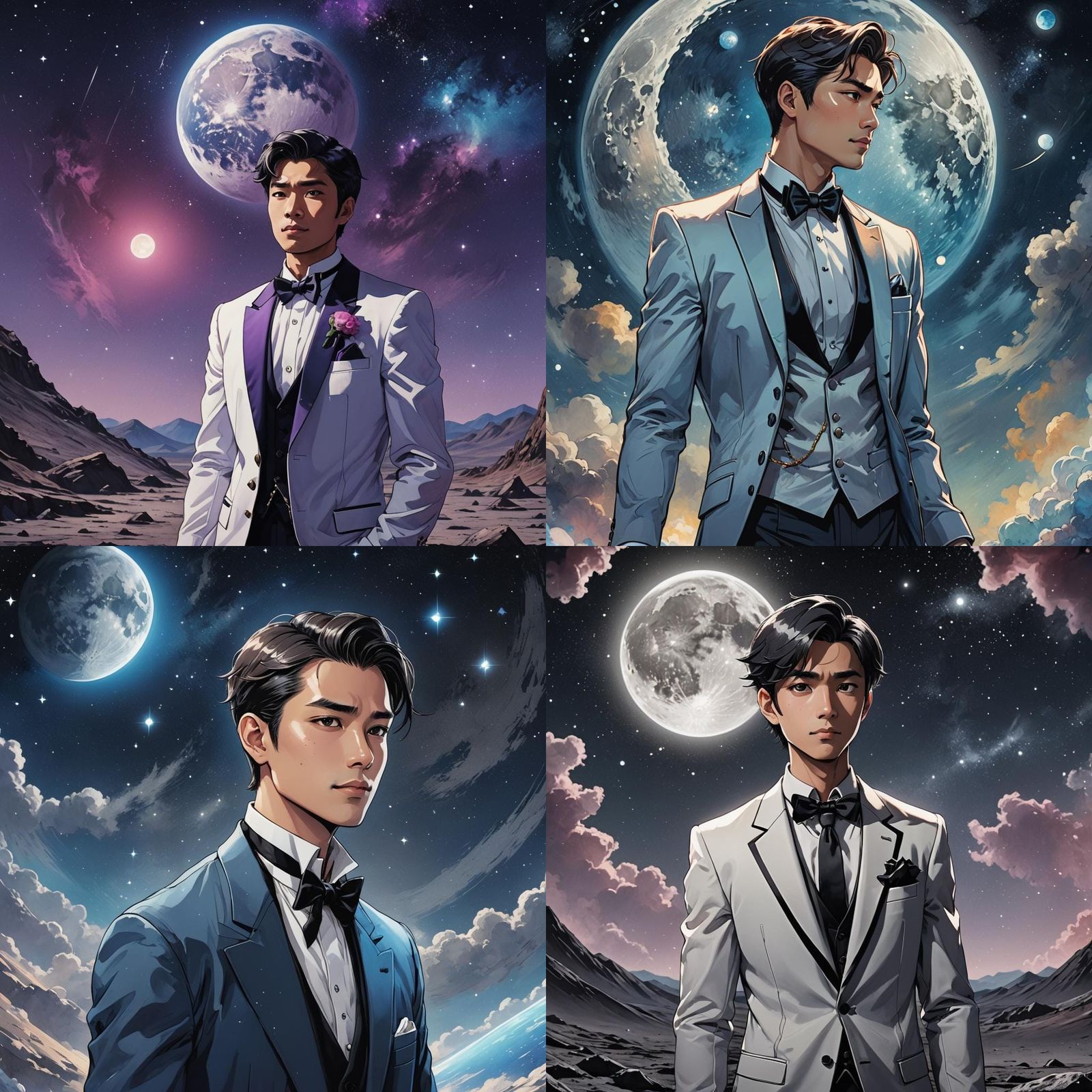 Man in Tuxedo on Moon, Anime Style
