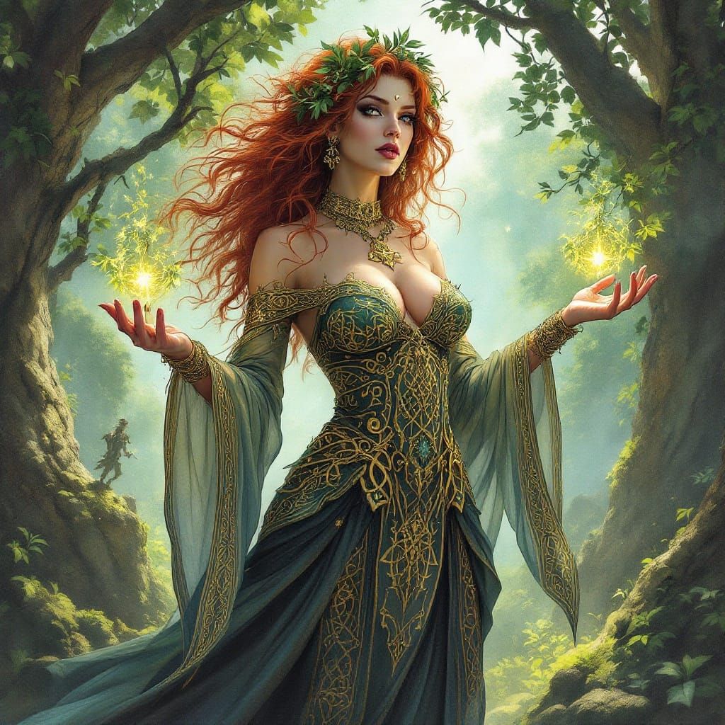 Celtic Druidess in Mystical Fairytale Style