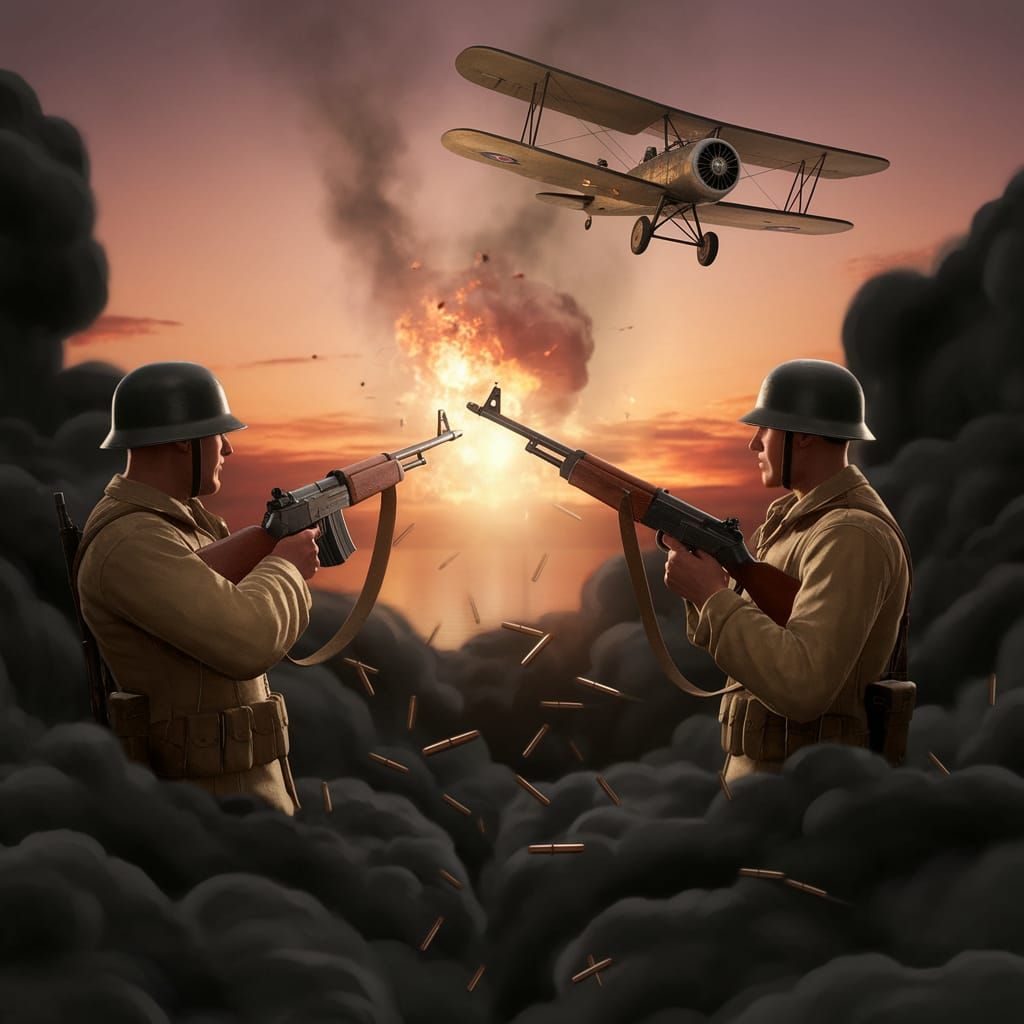 WWII Soldiers Face Off in Intense 3D Battle Scene