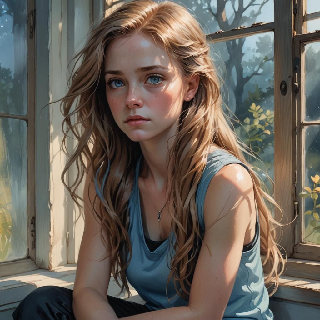 Troubled Girl Portrait in Fantasy Realism