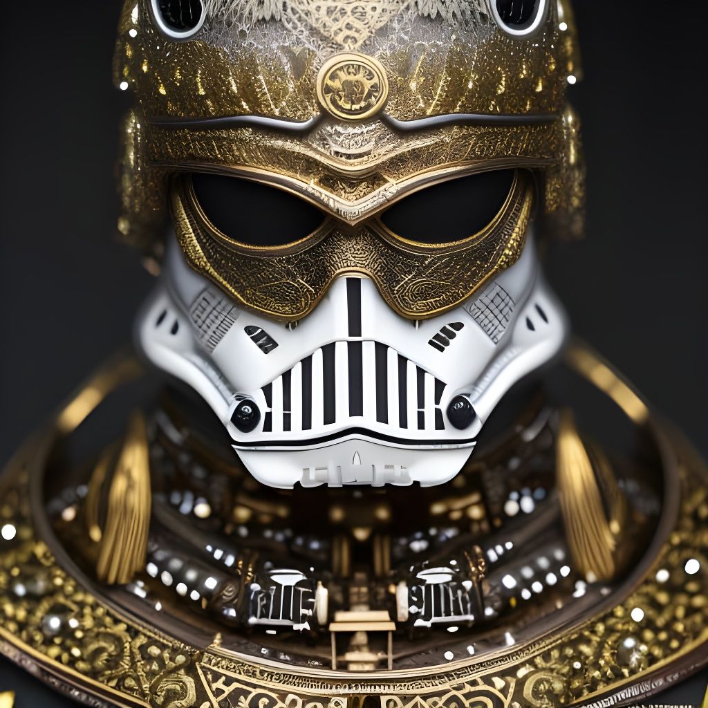 White Darth Vader Rococo Filigree Portrait