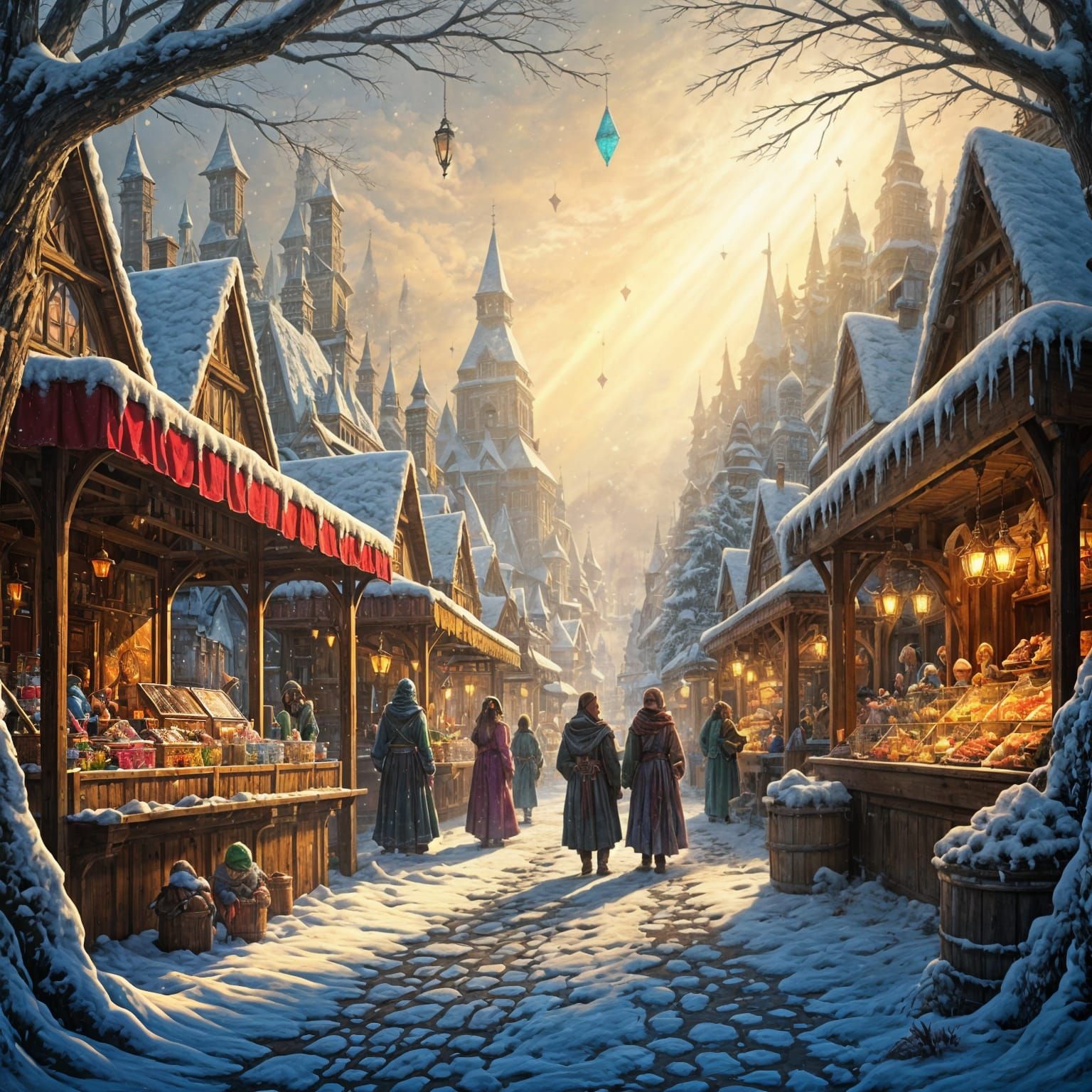 Whimsical Winter Wonderland in Ethereal Fantasy Style