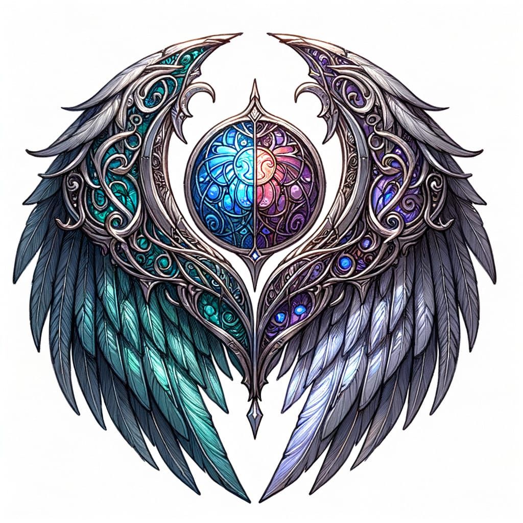Magical Metallic Wings Concept Art in Medieval Style