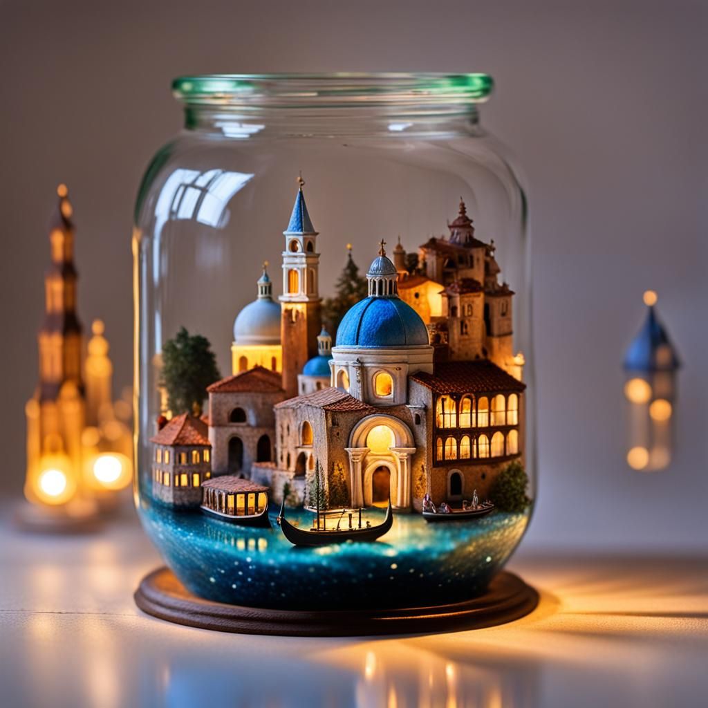 Miniature Venice in a Jar: Magical Illuminated World
