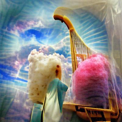 Golden Harp Ascending to Heaven: Digital Art