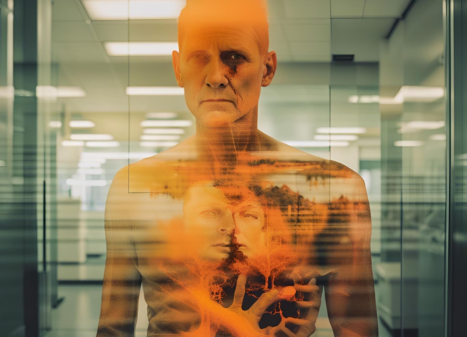 Haunting Black and Orange Mutation in Hospital