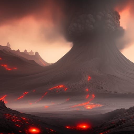 Volcanic Wasteland: Dark Fantasy Concept Art