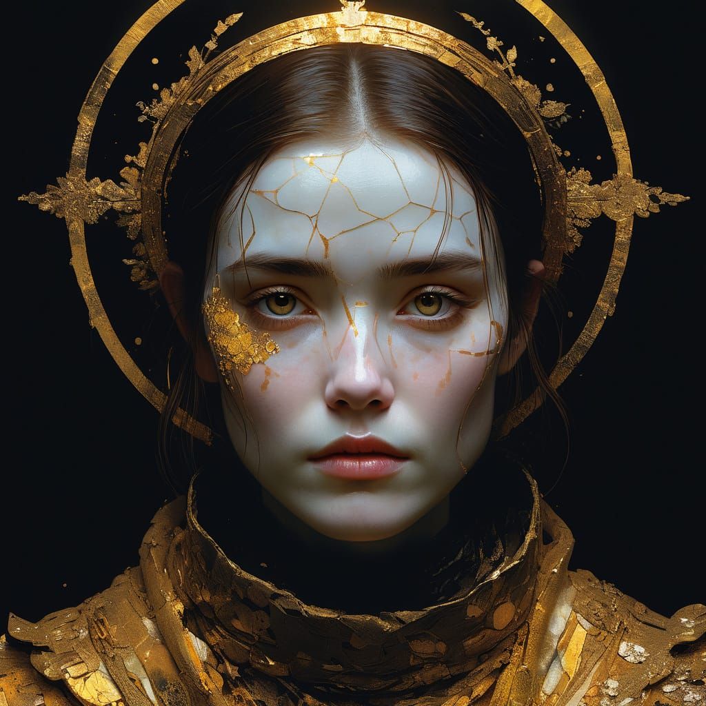 Minimalist Golden Halo Portrait By Richard Schmid and Harry ...