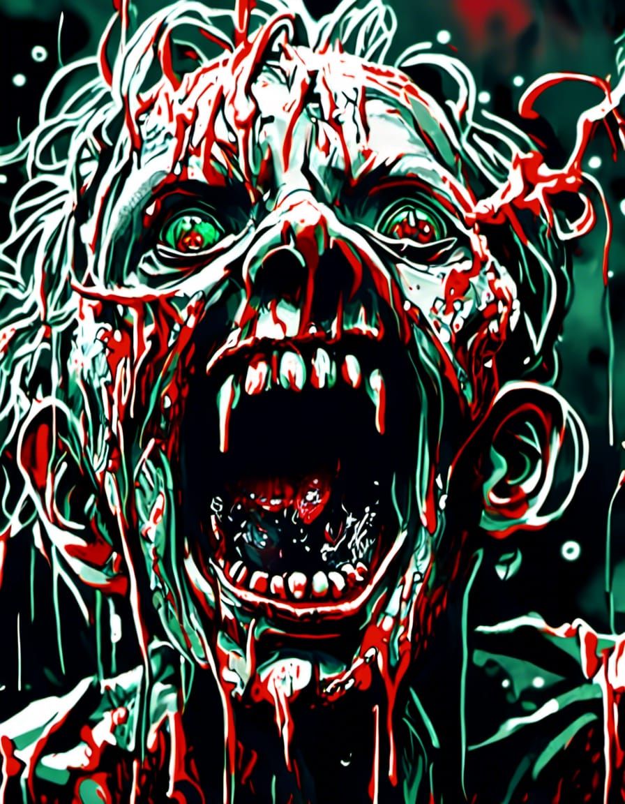 Undead Woman Screaming: Dark Fantasy Portrait