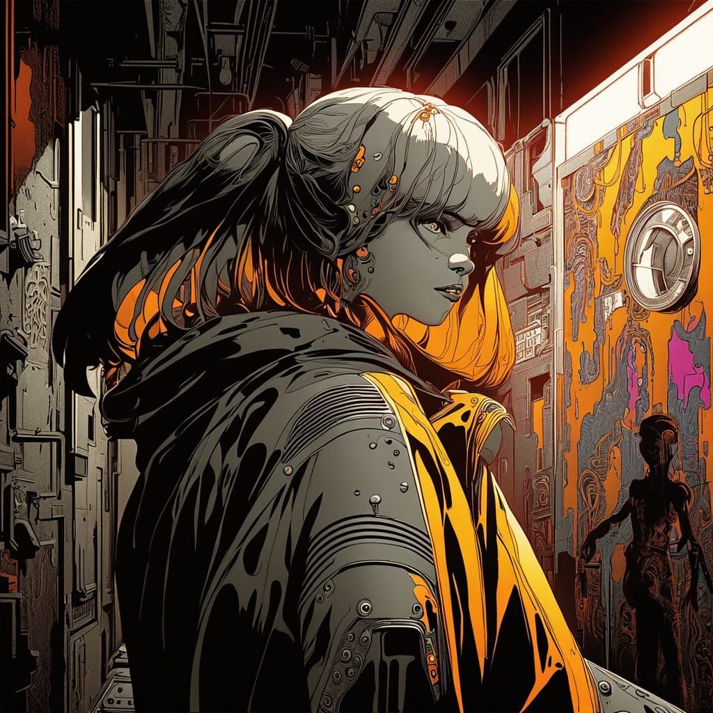 Vibrant Cyberpunk Goddess in Neon Splendor