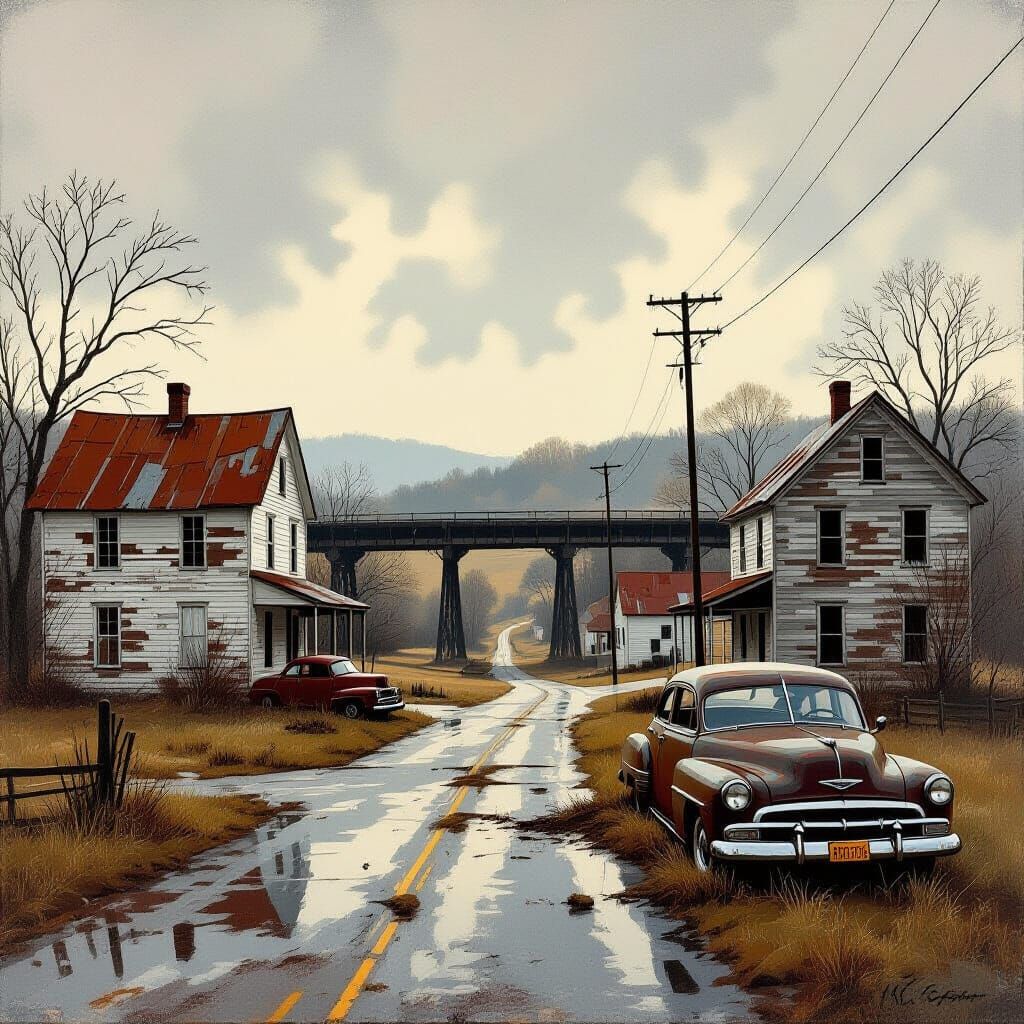 West Virginia Holler: Realist Painting of a Rainy Afternoon