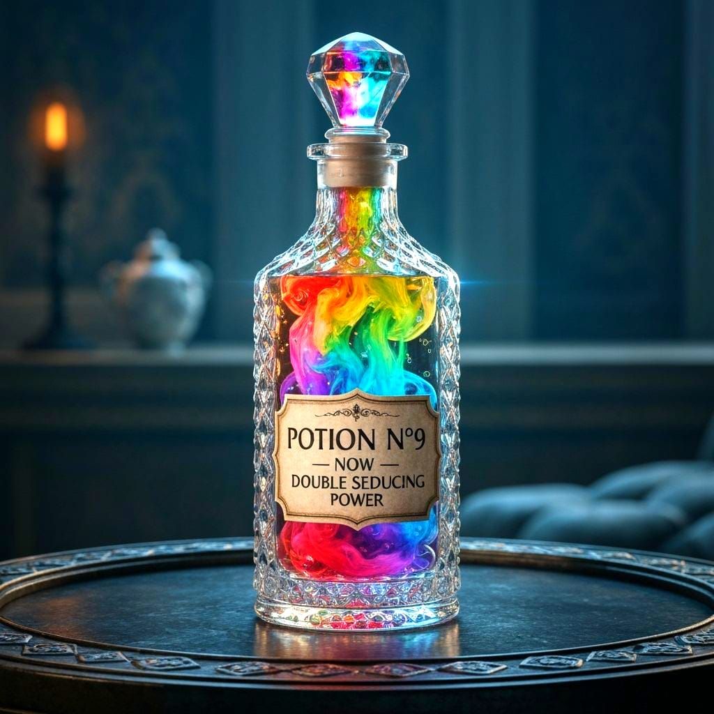 Rainbow Potion Bottle Labelled N°9 - Hyperrealistic