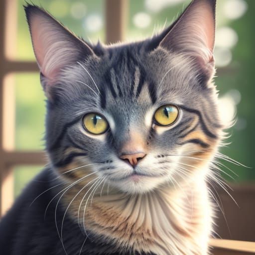 Cute Cat Portrait in Pastel Digital Painting