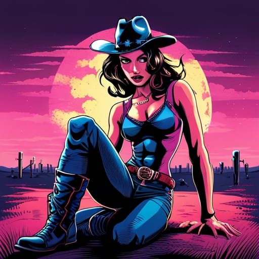 Cowgirl Supermodel in Spaghetti Western Style