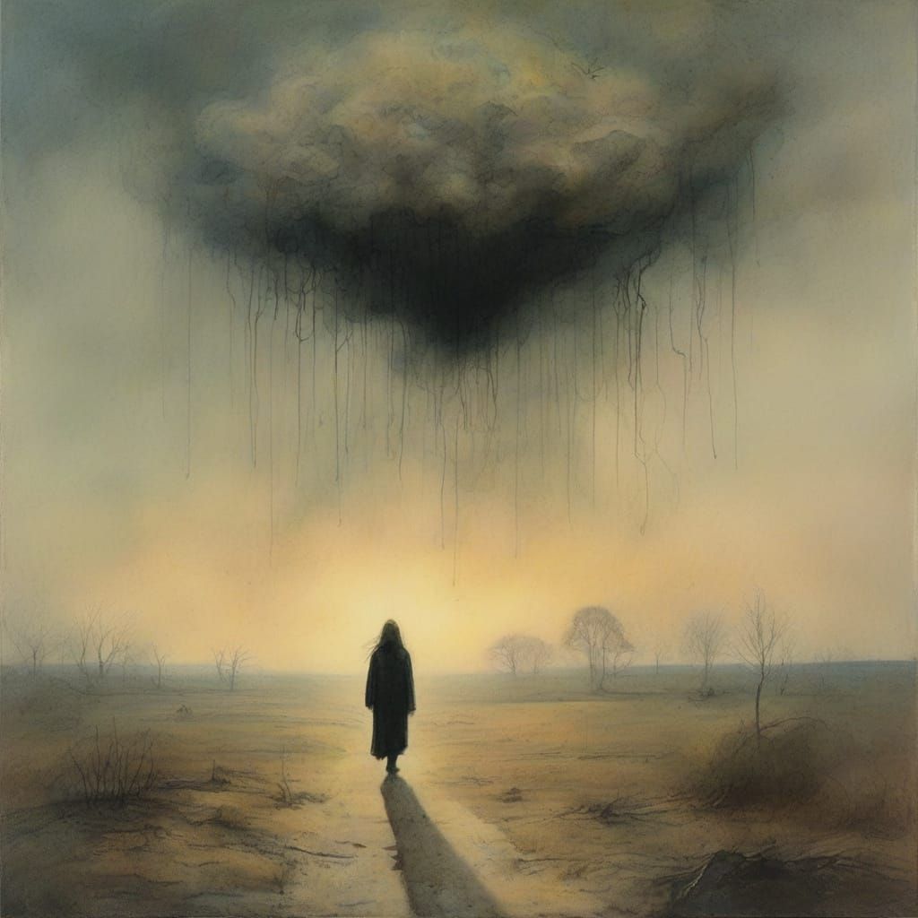 A Woman in Enchanted, Pastel-Hued Dreamscape