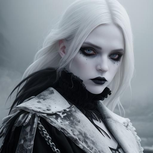 Gothic Model in Frozen Landscape, Bradford-esque Photography