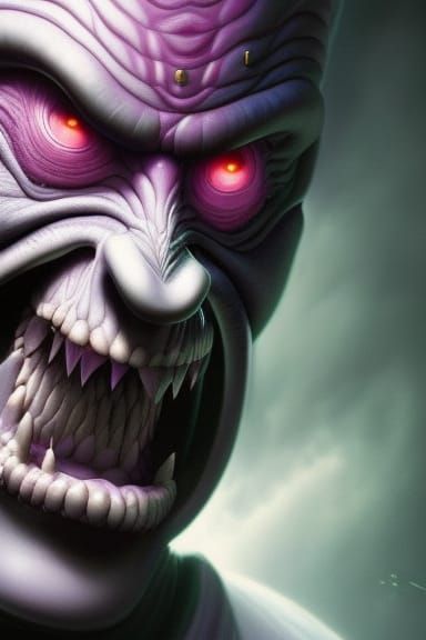 Grotesque Grimace: A Whimsical Dark Fantasy Painting