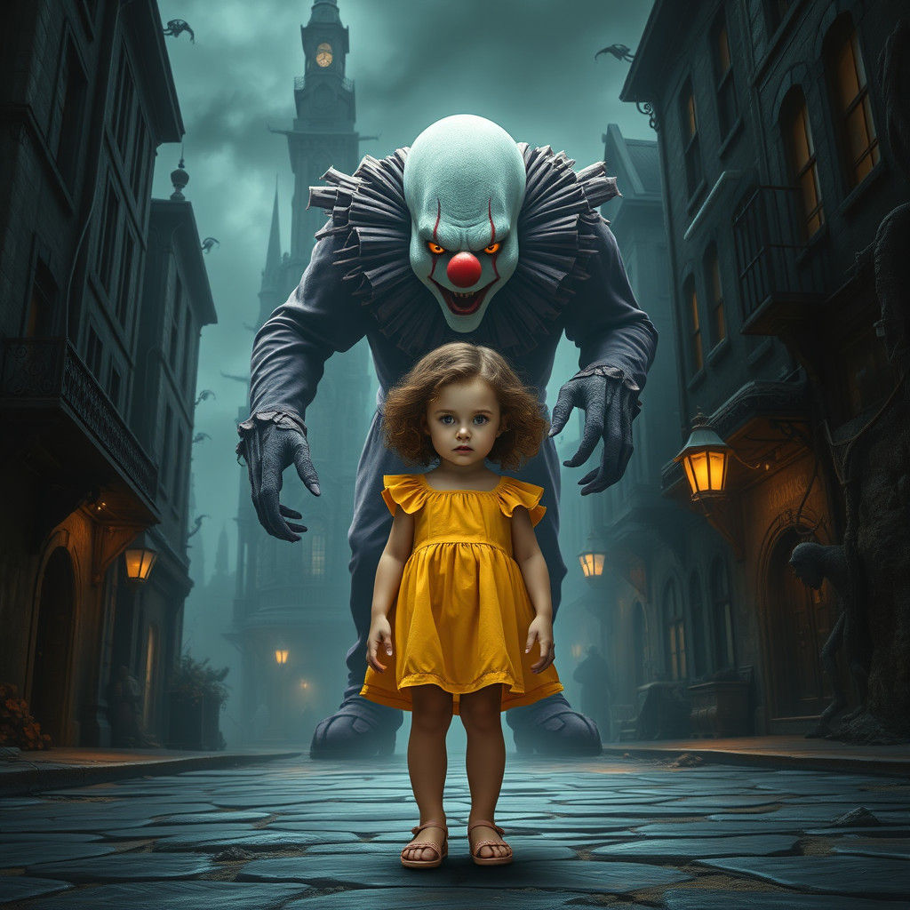 Menacing Clown Threatens Girl on Mystical Street