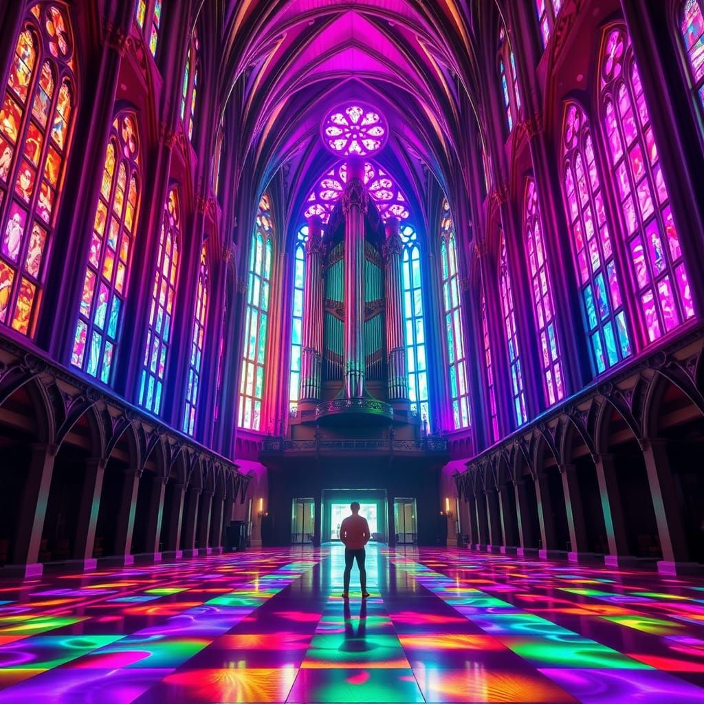 Cathedral with Disco Floor in Futuristic Style
