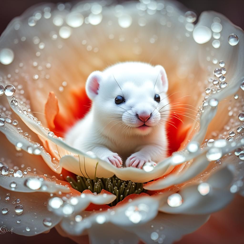 Baby Ermine in Poppy, Abstract Expressionism