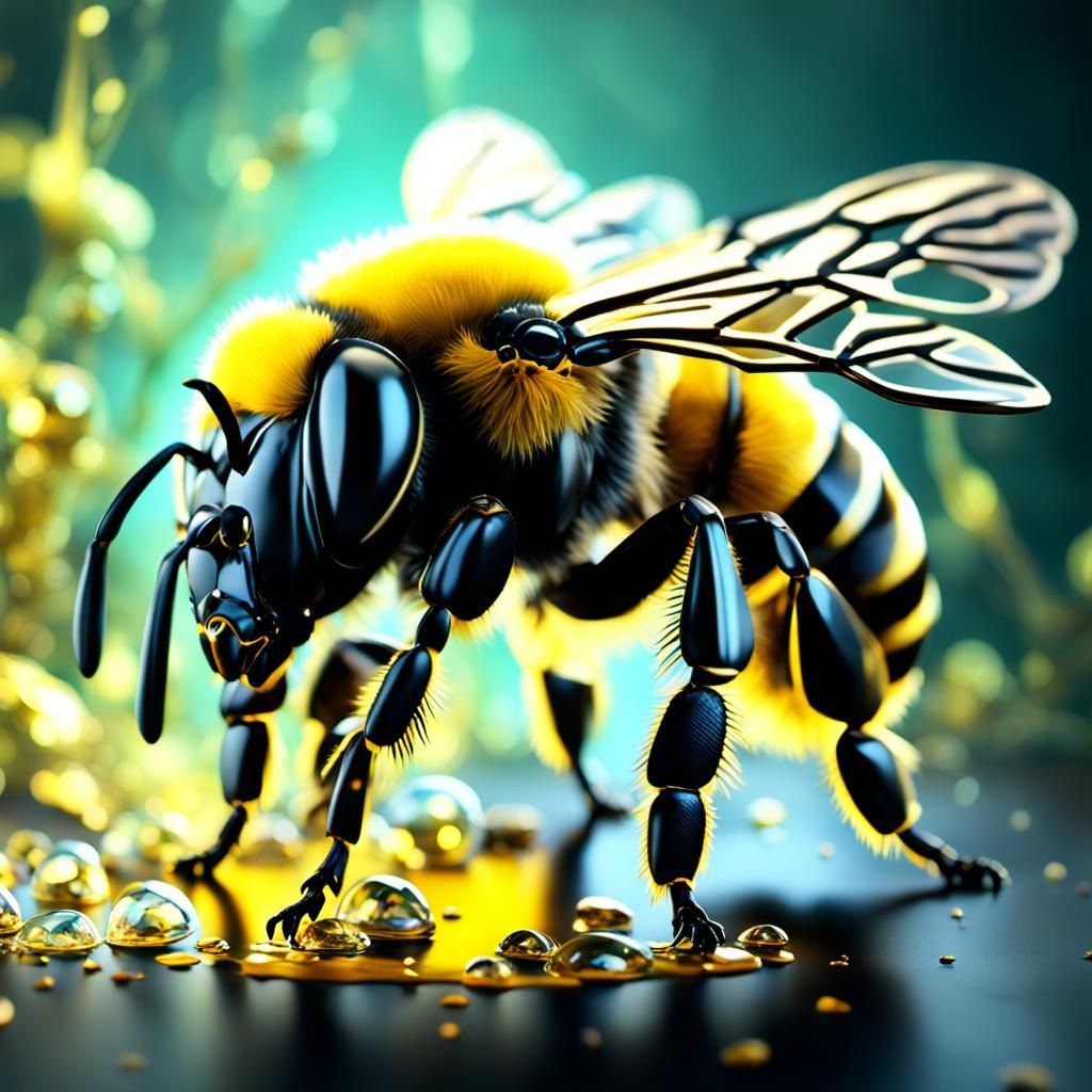 Crystal Glass Bee: A Photorealistic CGI Masterpiece
