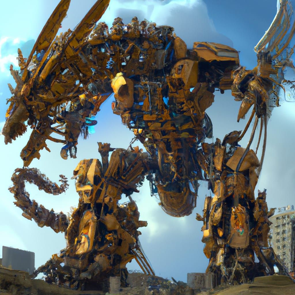 Mecha Dragon Robot in Dark Fantasy Style