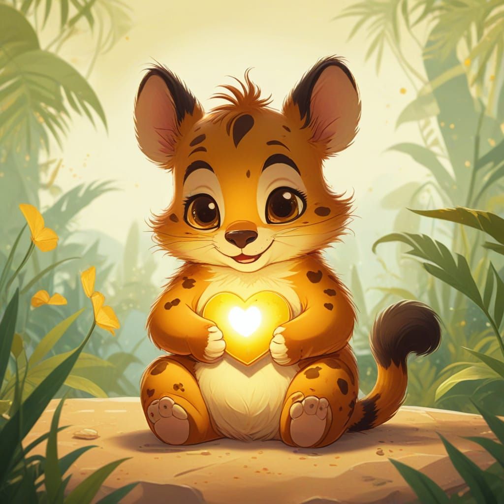 Marsupilami Character Art with Golden Heart
