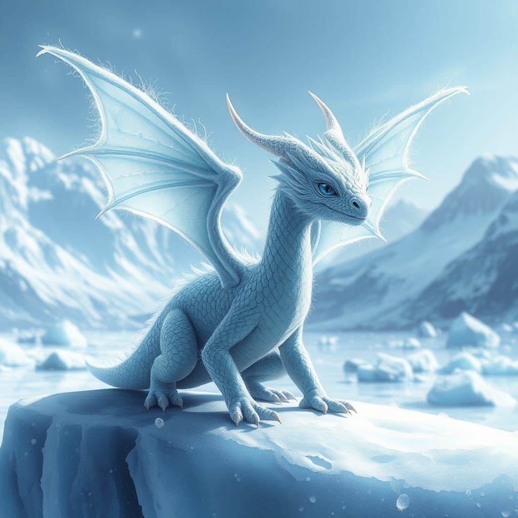 Icy Dragon in Dreamlike Fantasy Art Style