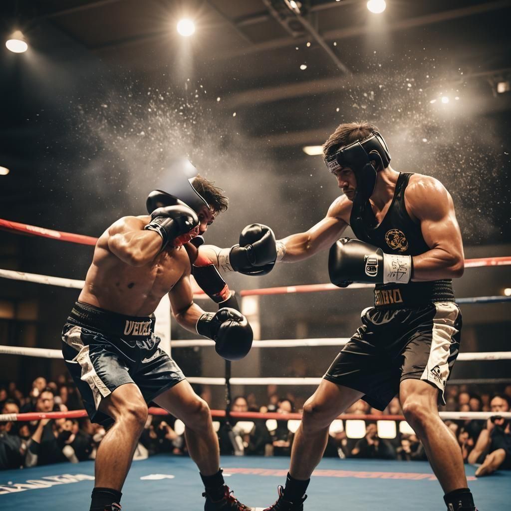 Intense Boxing Match: Face Impact in Sharp Focus