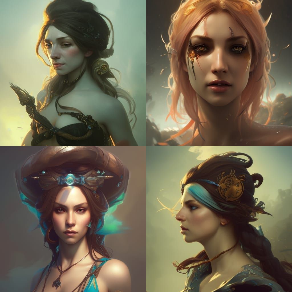 Undine Pirate Portrait in Art Nouveau Style