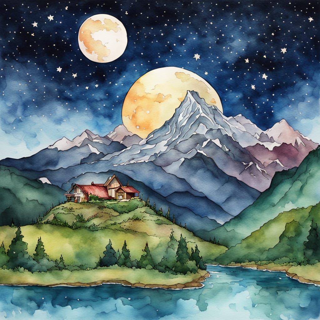 Fantastical Apple Landscape in Photo and Watercolor