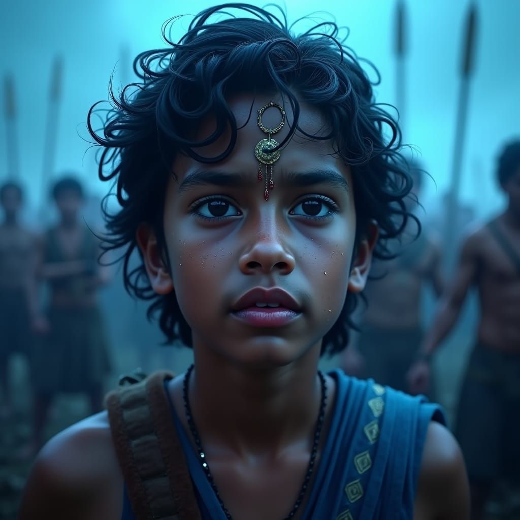 Young Warrior's Courage in Fantasy Concept Art