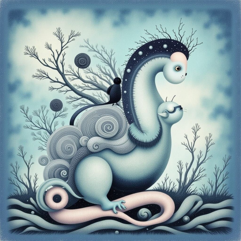 Teal Melancholia: A Surreal Digital Art Creation