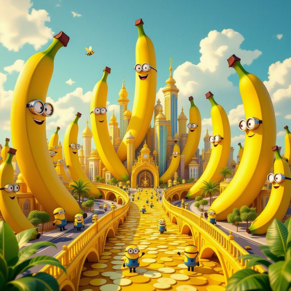 Banana Metropolis: A Luminous City of Fruit