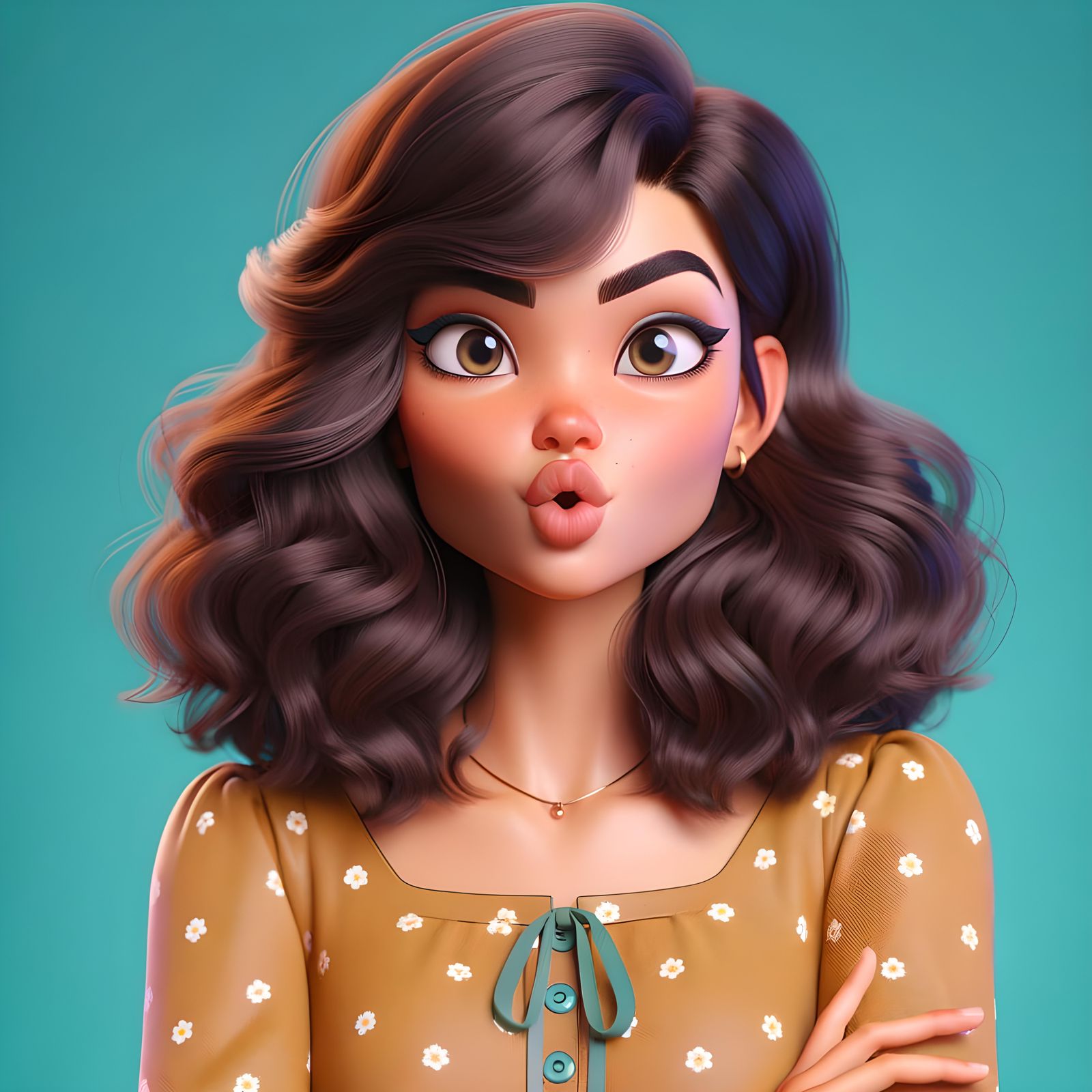 Funny Face by Animated Cartoon Woman in 3D