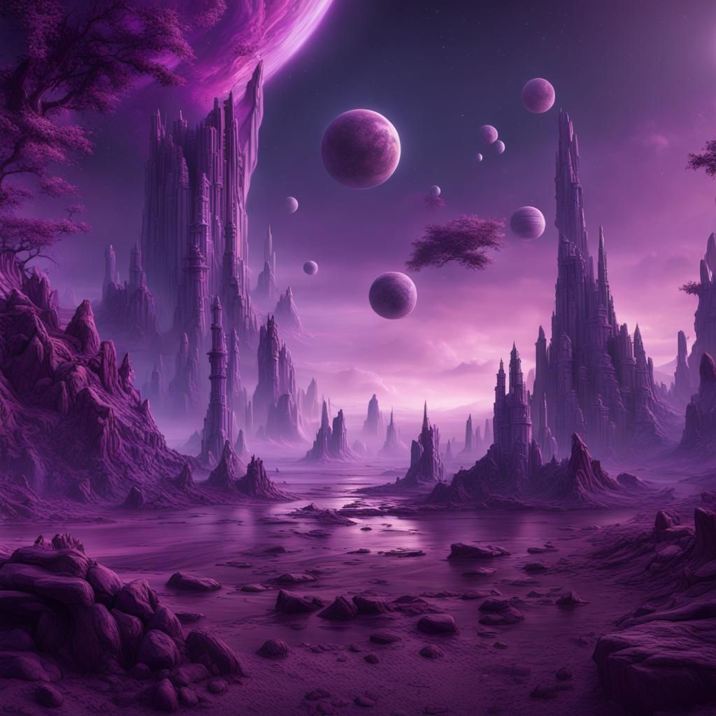 Purple Planet Universe: Detailed Matte Painting
