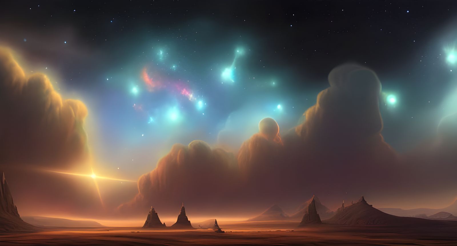Night Sky Landscape in Hyper-Realistic Digital Art