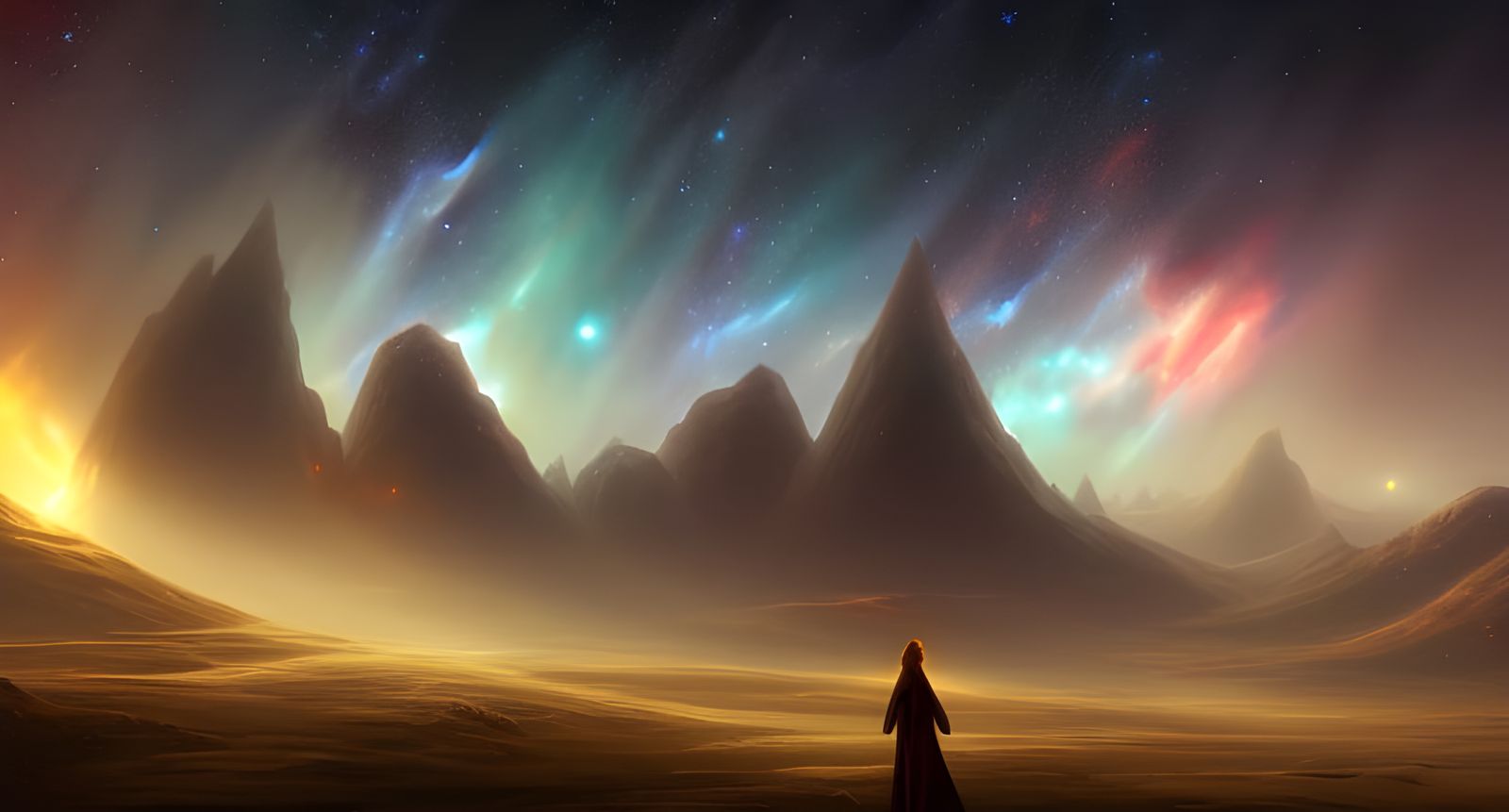 Detailed Night Sky Landscape in Digital Art Style