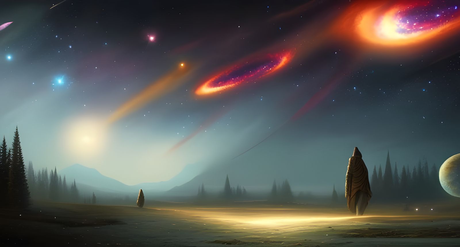Night Sky Landscape in Hyper-Realistic Digital Art