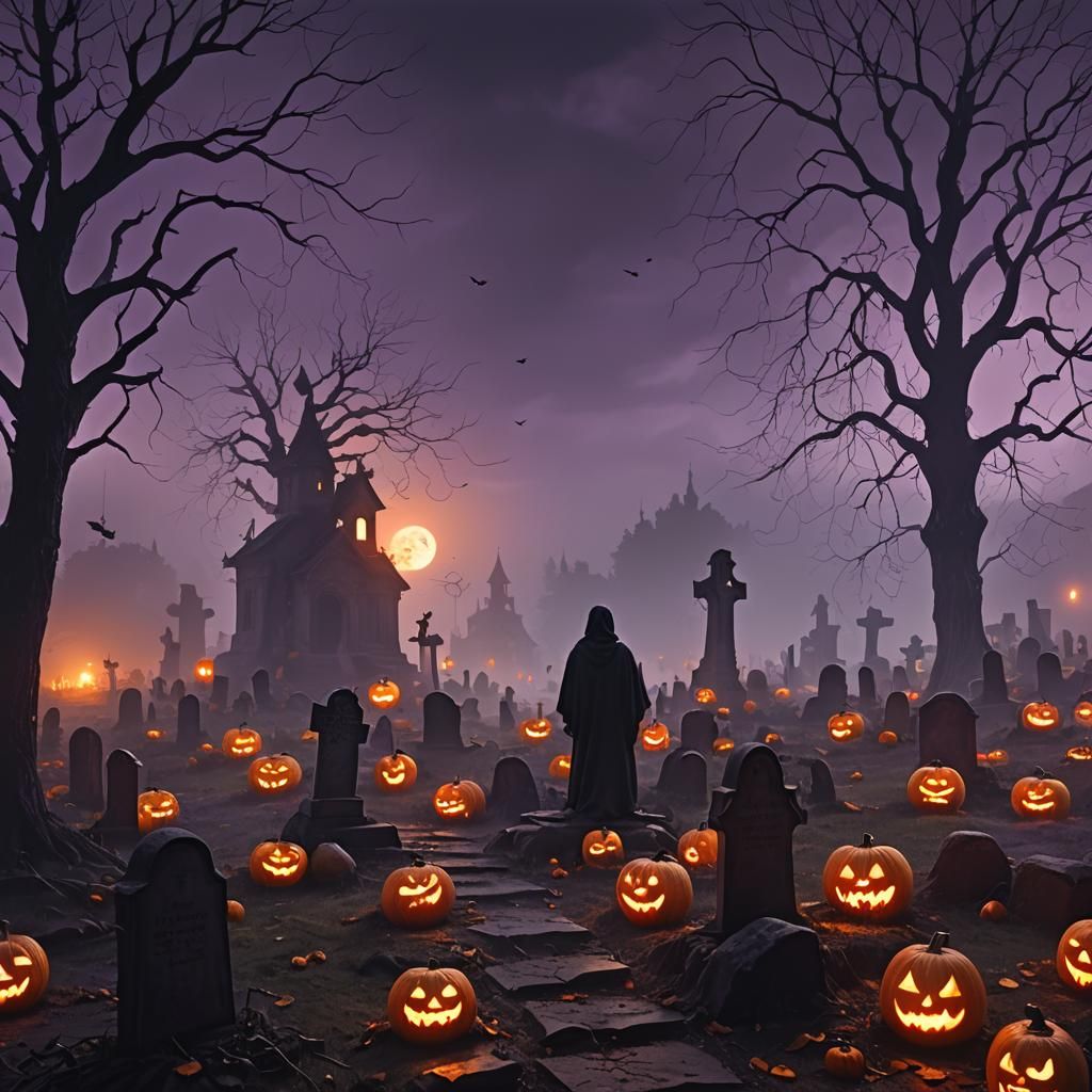 Halloween Ghosts in Eerie Digital Painting