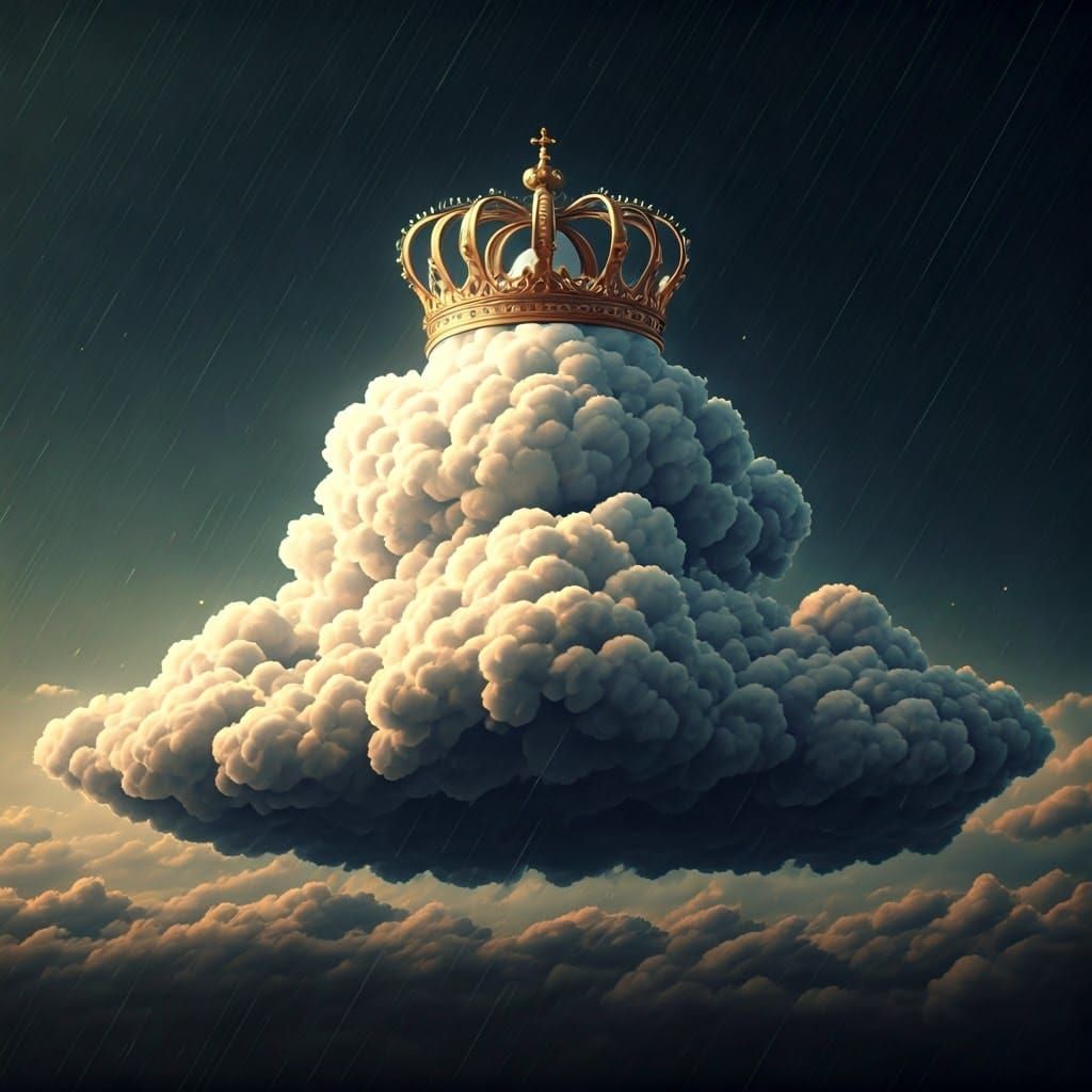 Crowned Cloud Monarch in Moody, Rainy Sky