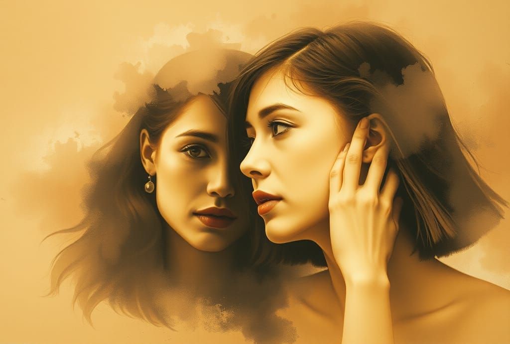 Vintage River: Neo-Expressionist Sepia Lithograph