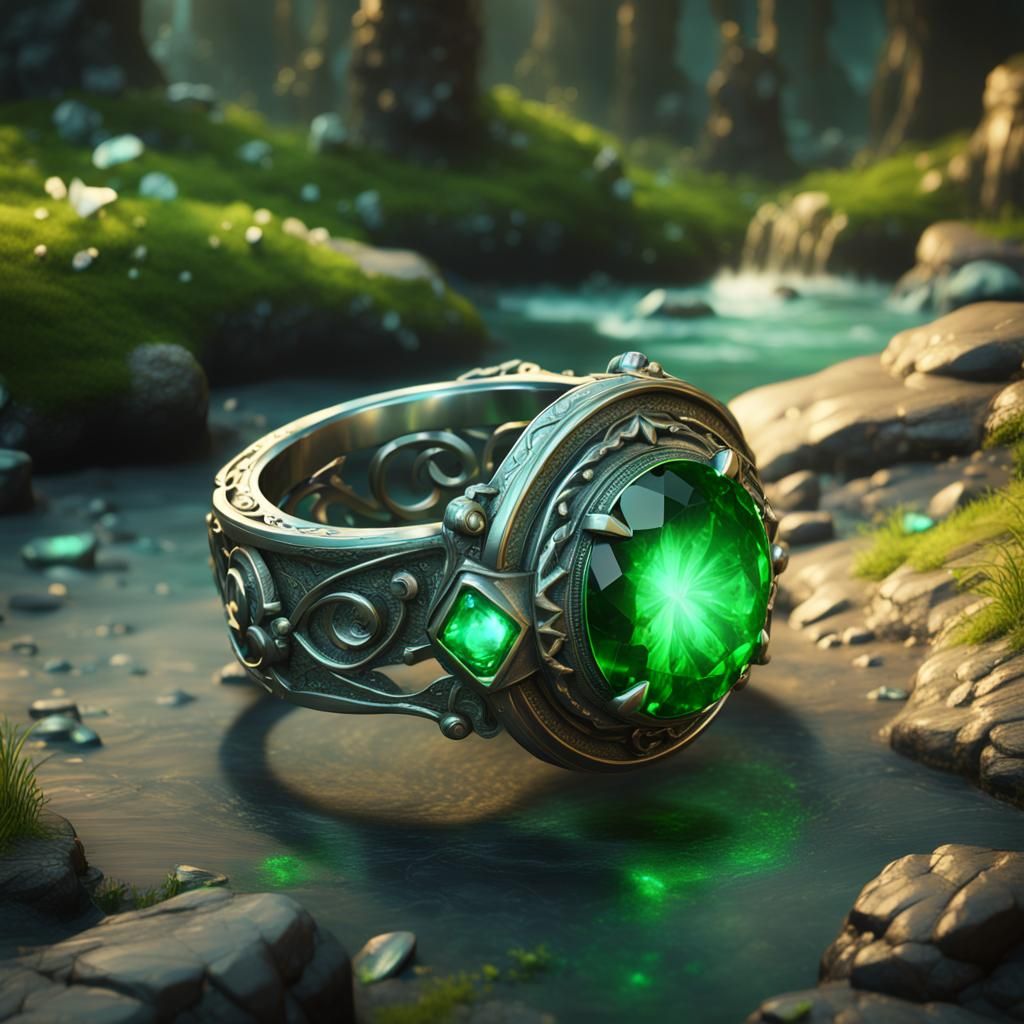 Magic Ring with Green Gemstone in Fantasy Art